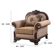Benjara Accent Chair With Crowned Top and Fabric Upholstery- Beige