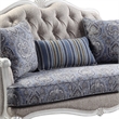 Benjara Loveseat with Arch Top and Resin Queen Anne Legs- Gray
