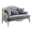 Benjara Loveseat with Arch Top and Resin Queen Anne Legs- Gray