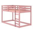 Benjara Twin Loft Bed with Wooden Frame and Attached Ladder- Pink