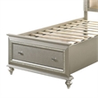 Benjara Full Bed with 1 Drawer and Padded Headboard- Champagne Gold