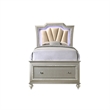 Benjara Full Bed with 1 Drawer and Padded Headboard- Champagne Gold