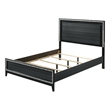 Benjara Queen Bed with LED Headboard and Shimmering Trim- Black