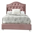 Benjara Twin Bed with Button Tufted Arched Headboard- Pink