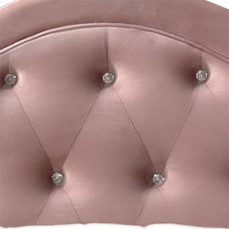 Benjara Full Bed with Button Tufted Arched Headboard- Pink