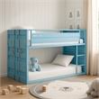 Benjara Twin Over Twin Bunk Bed with Metal Frame and Cargo Theme- Blue