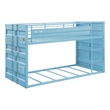 Benjara Twin Over Twin Bunk Bed with Metal Frame and Cargo Theme- Blue