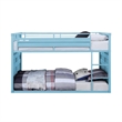 Benjara Twin Over Twin Bunk Bed with Metal Frame and Cargo Theme- Blue