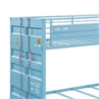 Benjara Twin Over Twin Bunk Bed with Metal Frame and Cargo Theme- Blue