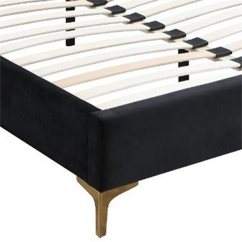 Benjara Eastern King Bed with Diamond Tufted Headboard - Black