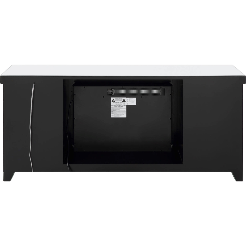 Benjara TV Stand with Fireplace and LED- Silver and Black