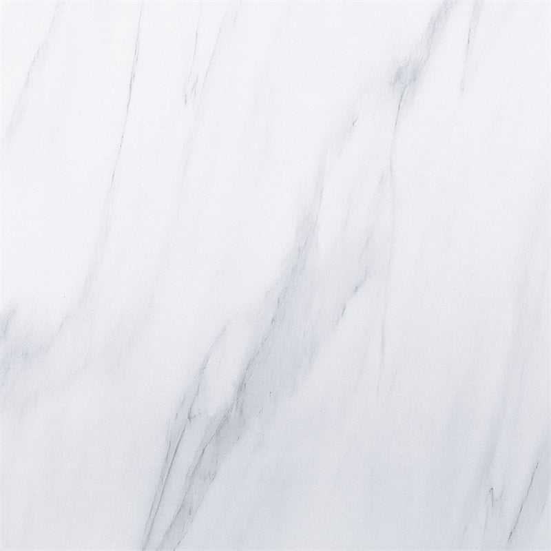 Benjara Dining Table with Marble Top and Trestle Base- White and Gray