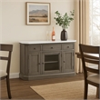Benjara Server with Faux Marble Top and 3 Drawers- White and Brown