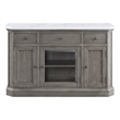 Benjara Server with Faux Marble Top and 3 Drawers- White and Brown