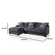 Benjara L Shaped Sectional with T Cushioned Seat- Gray