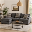 Benjara L Shaped Sectional with T Cushioned Seat- Gray