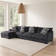 Benjara L Shaped Sectional with T Cushioned Seat- Large- Gray
