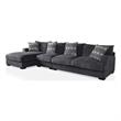 Benjara L Shaped Sectional with T Cushioned Seat- Large- Gray