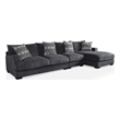 Benjara L Shaped Sectional with T Cushioned Seat- Large- Gray