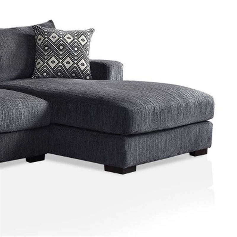 Benjara L Shaped Sectional with T Cushioned Seat- Large- Gray