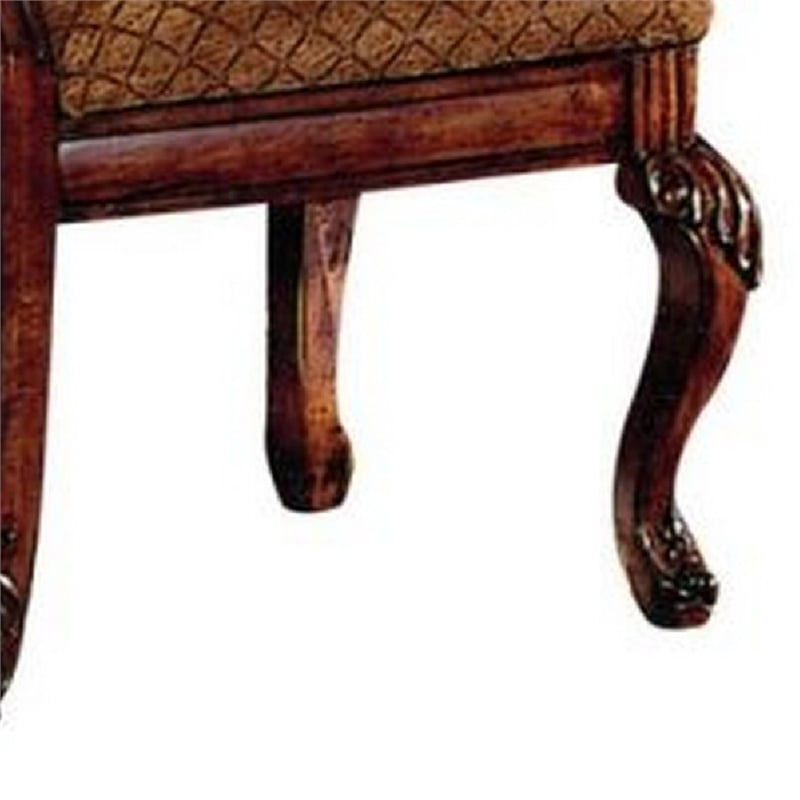 Benjara Side Chair with Fabric Seat and Crown Top (Set of 2)- Brown