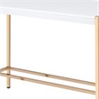 Benjara Writing Desk with USB Dock and Metal Legs- White and Rose Gold