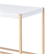 Benjara Writing Desk with USB Dock and Metal Legs- White and Rose Gold