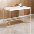 Benjara Writing Desk with USB Dock and Metal Legs- White and Rose Gold