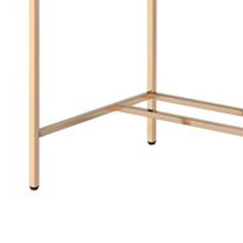 Benjara Writing Desk with USB Dock and Metal Legs- White and Rose Gold