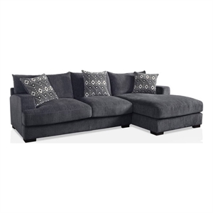 Benjara L Shaped Sectional with T Cushioned Seat- Gray