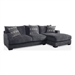 Benjara L Shaped Sectional with T Cushioned Seat- Gray