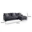 Benjara L Shaped Sectional with T Cushioned Seat- Gray