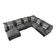 Benjara U Shaped Sectional with 6 Accent Pillows- Gray
