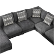 Benjara U Shaped Sectional with 6 Accent Pillows- Gray