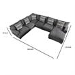 Benjara U Shaped Sectional with 6 Accent Pillows- Gray