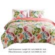 Benjara Aulne 3 Piece King Quilt Set with Leaf Print- Multicolor