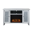 Benjara TV Stand with Electric Fireplace and Acrylic Faux Diamond- Silver