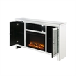 Benjara TV Stand with Electric Fireplace and Acrylic Faux Diamond- Silver