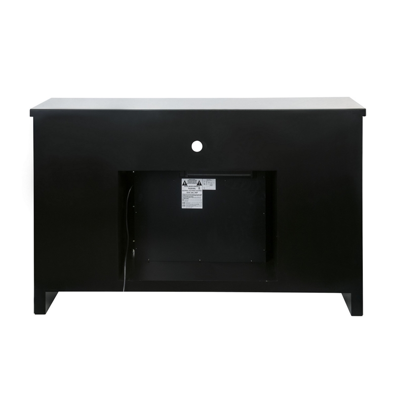 Benjara TV Stand with Electric Fireplace and Acrylic Faux Diamond- Silver