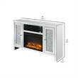 Benjara TV Stand with Electric Fireplace and Acrylic Faux Diamond- Silver