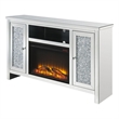 Benjara TV Stand with Electric Fireplace and Acrylic Faux Diamond- Silver