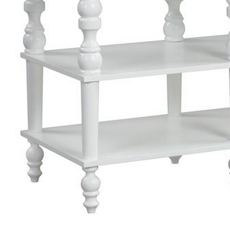 Benjara Kitchen Island with Artificial Marble Top and Turned Legs- White