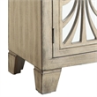 Benjara Console Table with 2 Glass Doors and Floral Motif- Antique White