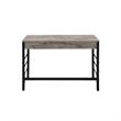 Benjara Built-in USB Port Writing Desk- Light Weathered Oak and Black