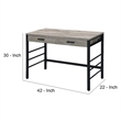 Benjara Built-in USB Port Writing Desk- Light Weathered Oak and Black