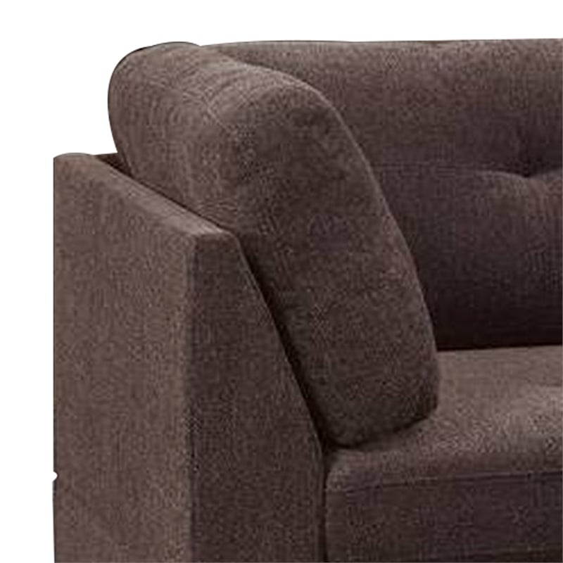 Benjara 3 Piece Sectional Sofa with Ottoman and Tufted Details- Dark Brown
