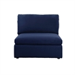 Benjara Armless Chair with Fabric Seat and Pillow Back- Blue
