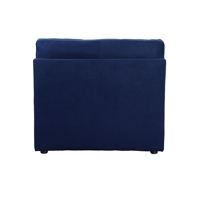 Benjara Armless Chair with Fabric Seat and Pillow Back- Blue