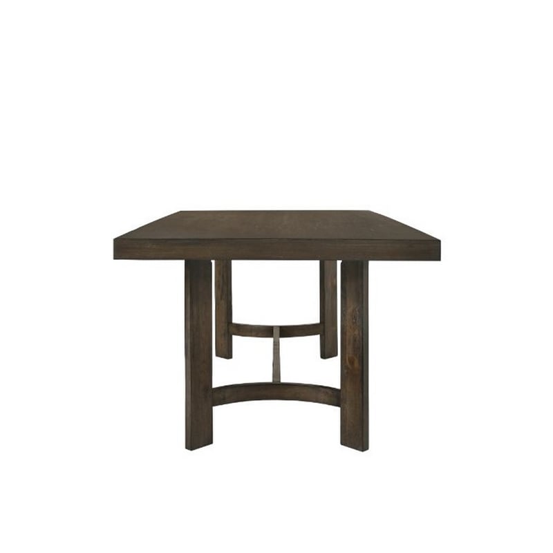 Benjara Dining Table with Rectangular Top and Curved Base- Brown