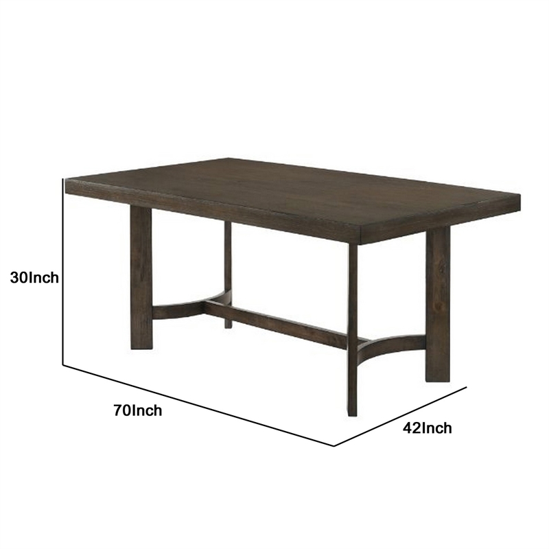 Benjara Dining Table with Rectangular Top and Curved Base- Brown